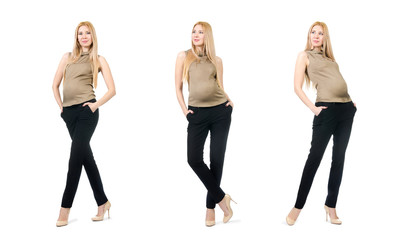 Fototapeta premium Beautiful pregnant woman isolated on white