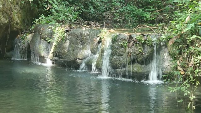 water flow across the cascade of the tropical limestone stream