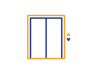 Lift line icon. Elevator sign. Transportation between floors symbol. Colorful outline concept. Blue and orange thin line color icon. Lift Vector