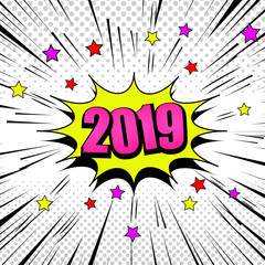 Comic pink 2019 year concept