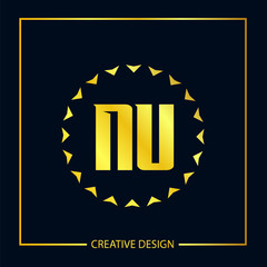 Initial Letter NU Logo Template Design