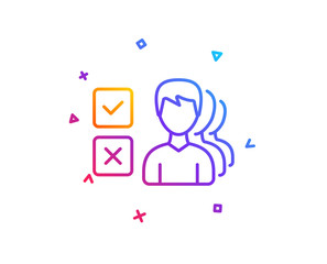Choice line icon. Select answer sign. Business test symbol. Gradient line button. Opinion icon design. Colorful geometric shapes. Vector