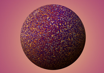 A beautiful magic sphere with a pattern of waves. Fantasy planet in the middle of shiny space. Technologies of fractal graphics.