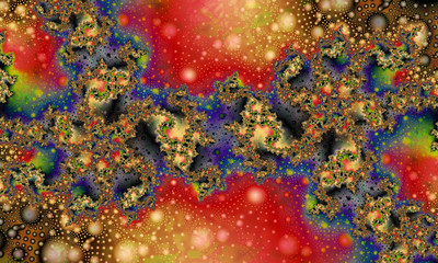 Fototapeta na wymiar Abstract floral pattern. Bright colors and sparkling texture. Digital artwork. Fractal graphics.