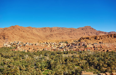 Panorama of Tinghir city in Morocco.