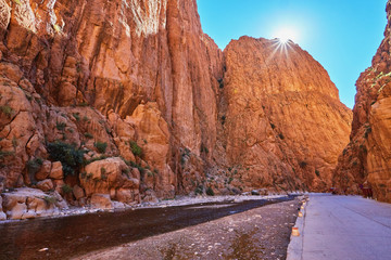 Todgha Gorge or Gorges du Toudra is a canyon in High Atlas Mountains near the town of Tinerhir