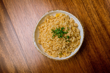 cous cous cooked in the plate