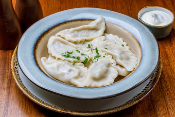 dumplings with potatoes on a plate