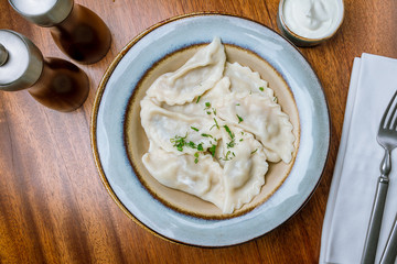 dumplings with potatoes on a plate