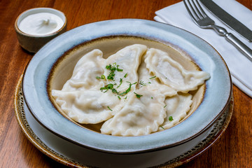 dumplings with potatoes on a plate