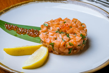 salmon Tartar on a plate