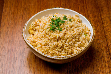 cous cous cooked in the plate