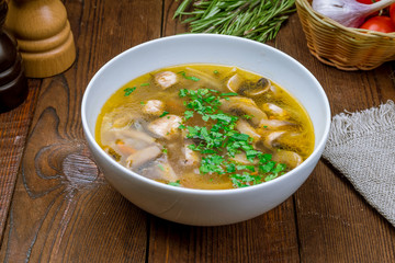 mushrooms soup on bowl