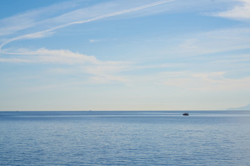 Blue sea and blue sky