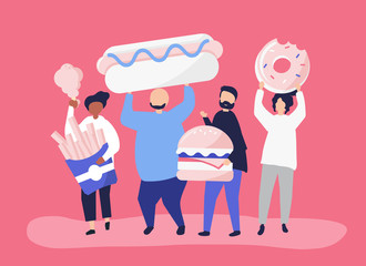 People eating junk food