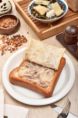 Coffin bread is a famous snack of Tainan in Taiwan. 