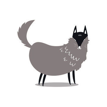 Cute gray wolf wildlife cartoon illustration