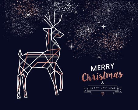 Christmas and New Year copper outline deer card