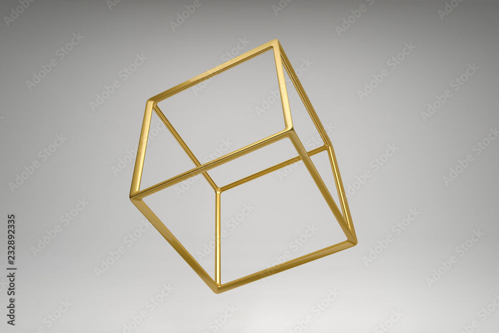 Fototapete abstract photorealistic 3d rendering of a hexahedron, cube. modern background with geometric shape o