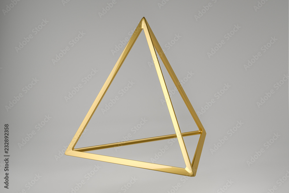 Fototapete abstract photorealistic 3d rendering of a tetrahedron. modern background with geometric shape of the
