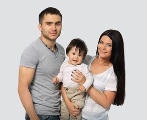 happy smiling family isolated on white background