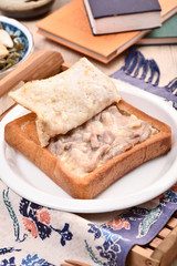 Coffin bread is a famous snack of Tainan in Taiwan. 