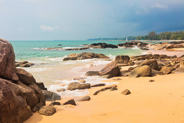 Tropical beach in gloomy weather day