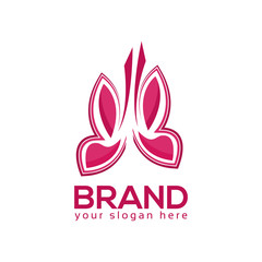 Butterfly logo template, pink butterfly