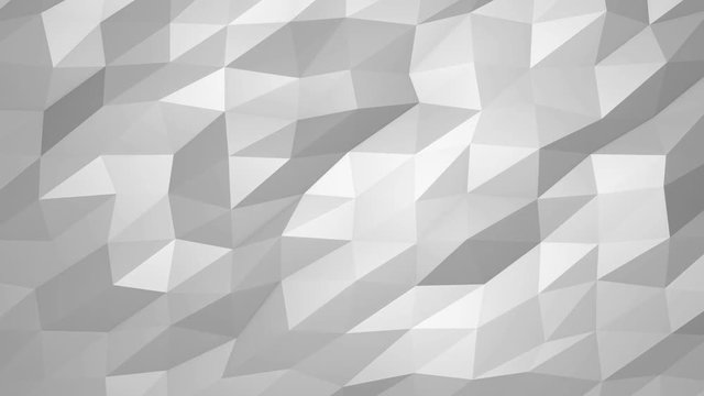 4K 60 fps. Abstract cg polygonal crystal White surface. Geometric low poly triangles motion background.