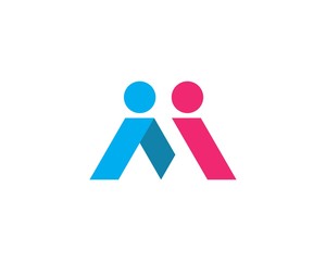 Fototapeta premium M initial letter community care Logo template