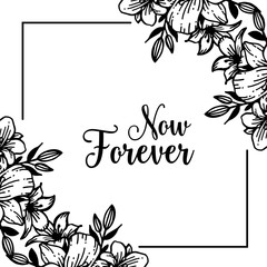 Vintage floral frame for now forever vector illustration collection
