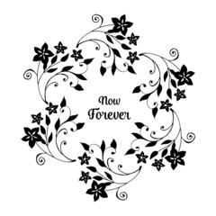 Hand draw floral frame for now forever card 