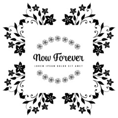 Hand draw floral frame for now forever card 