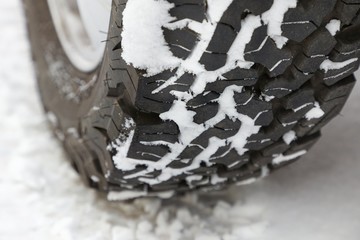 Car tyre in snow