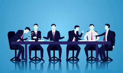 Team Meeting Discussion, Teamwork Vector Illustration Concept