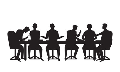 Team Meeting Discussion, Teamwork Vector Illustration Concept