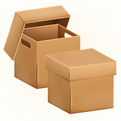 Empty cardboard box packaging container. Vector illustration isolated paper box