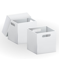 Empty cardboard box packaging container. Vector illustration isolated paper box