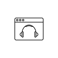 audio, browser, headphones icon. Element of education icon for mobile concept and web apps. Thin line audio, browser, headphones icon can be used for web and mobile