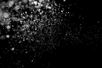 Falling Snow down On The Black Background