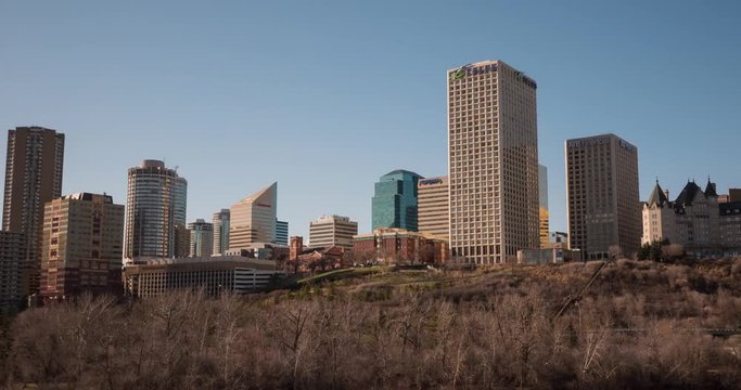 Long Hyperlapse of Edmonton Skyline on sunny afternoon