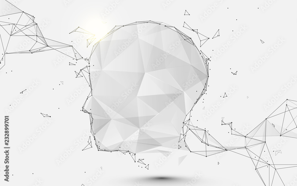Aufkleber human head form lines, triangles and particle style design. illustration vector