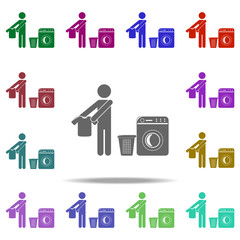 man is washing clothes icon. Elements of Cleaners in multi color style icons. Simple icon for websites, web design, mobile app, info graphics