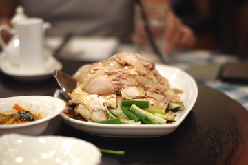 Steam chicken for eat with rice