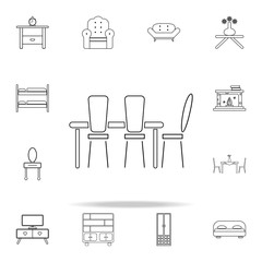 table and chairs icon. Furniture icons universal set for web and mobile