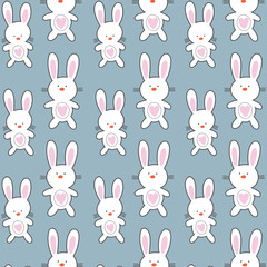 Childish pattern with rabbit animal faces. Creative nursery background. Perfect for kids design, fabric, wrapping, wallpaper, textile, apparel