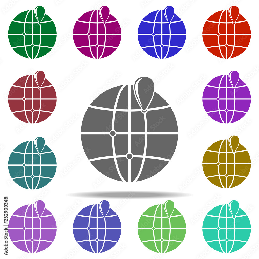 Poster dot on the globe of dot on the globe icon. elements of logistic in multi color style icons. simple i
