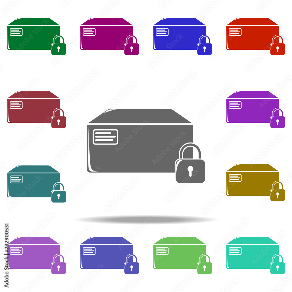 Poster lock box icon. elements of logistic in multi color style icons. simple icon for websites, web design