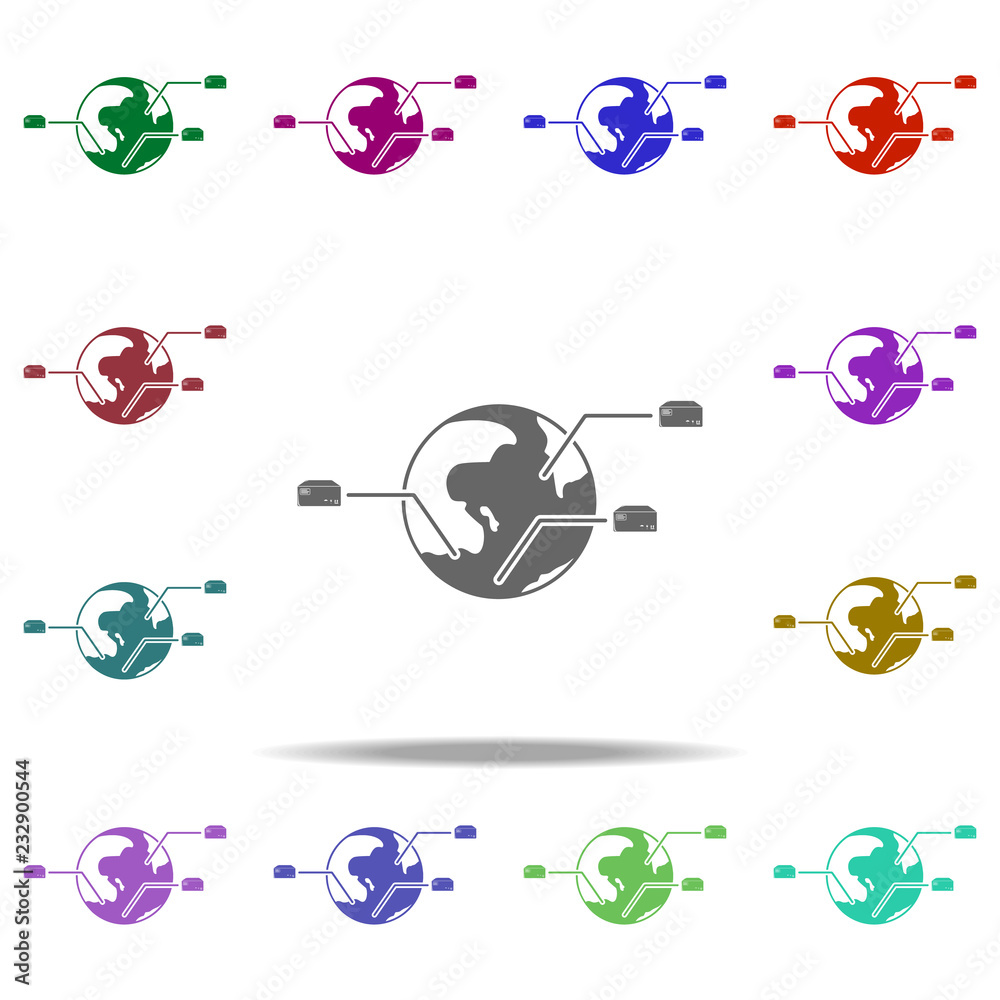 Poster shipping boxes on the planet icon. elements of logistic in multi color style icons. simple icon for 