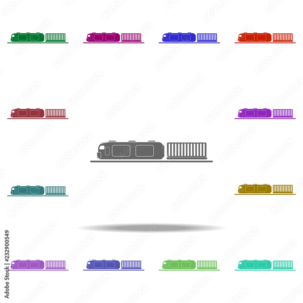 Poster train with a car icon. elements of logistic in multi color style icons. simple icon for websites, we